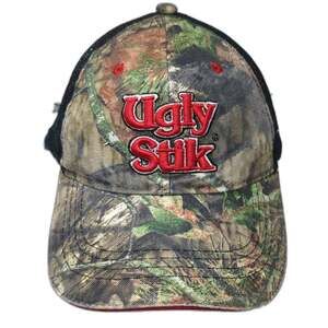 Ugly Stik Baseball Cap Green One Size Camo Mesh Back Red Logo Fishing Gear Hat